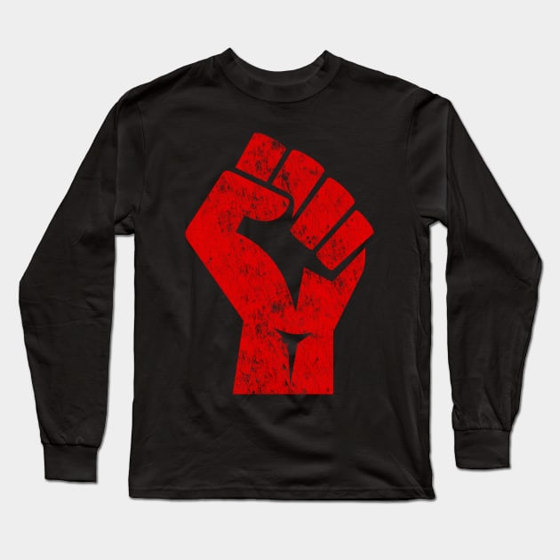 Big Red Raised Fist Salute of Unity Solidarity Resistance Long Sleeve T-Shirt by terrybain